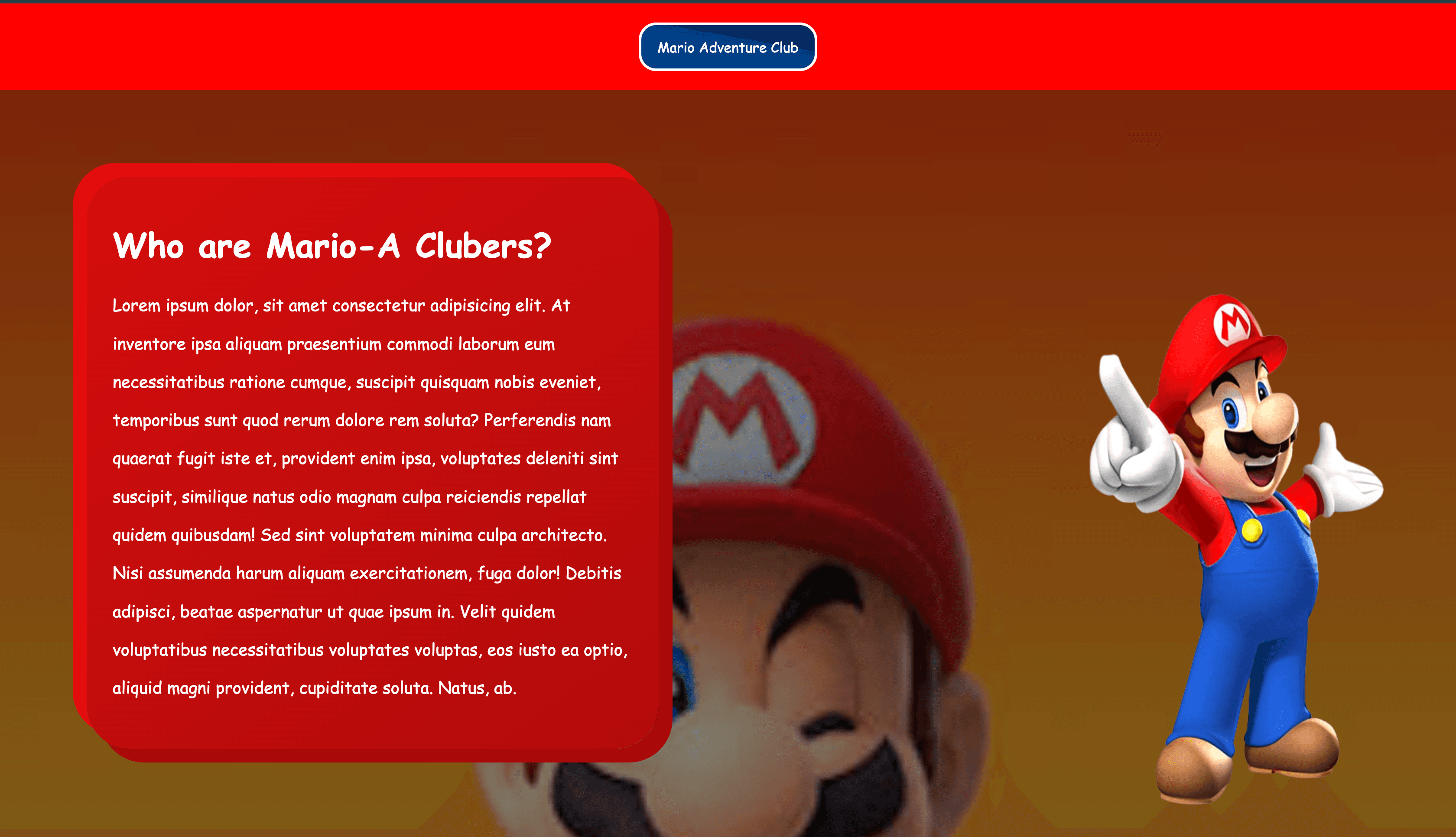 Mario Adventure Club Website screenshot